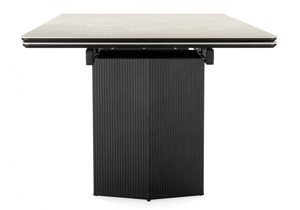 фото керамический стол раскладной 200x100 woodville монерон burberry bianco matt / черный 621192 | 220svet.ru