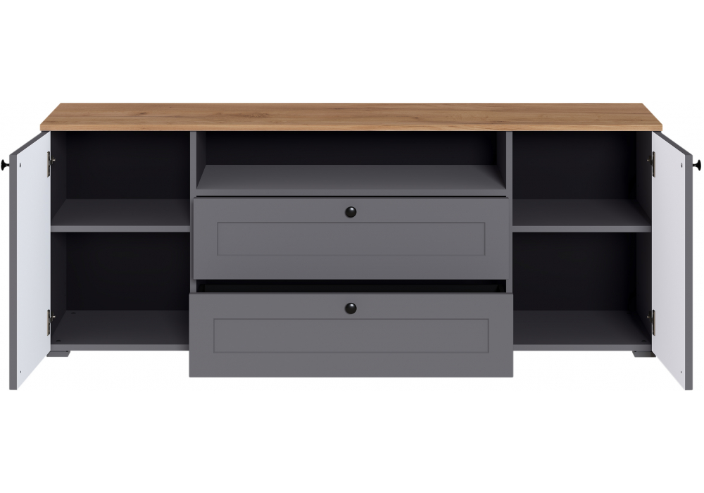 фото тв-тумба woodville опра серый графит / дуб золотой craft 676803 | 220svet.ru