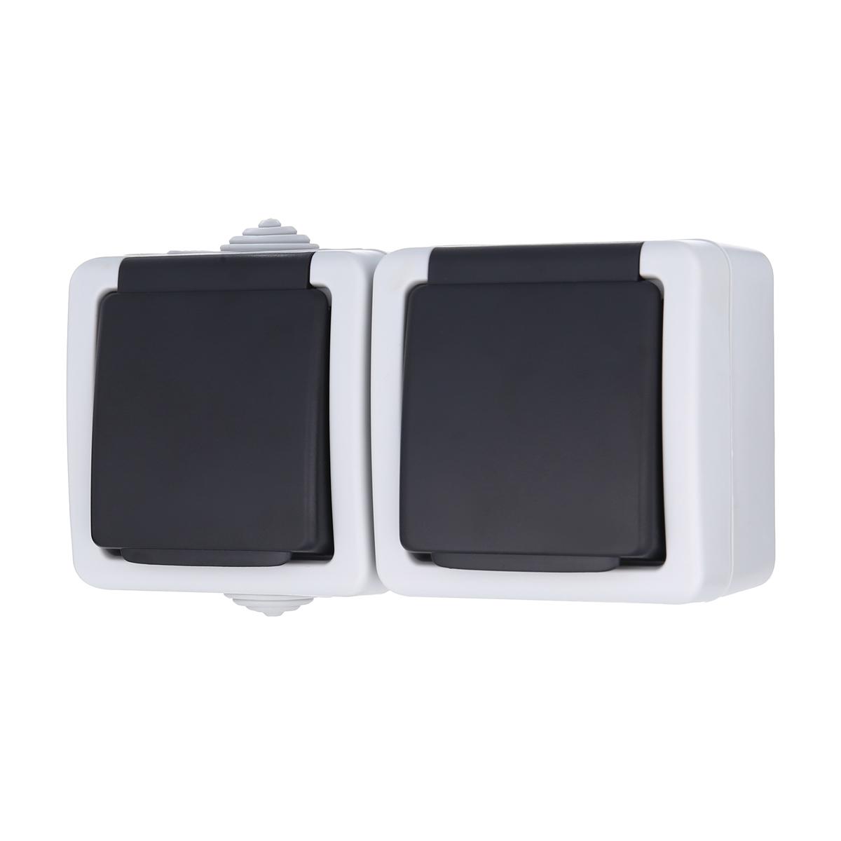 фото розетка lk studio двойная с з/к, ef602g, 16a (серый) 80008 | 220svet.ru