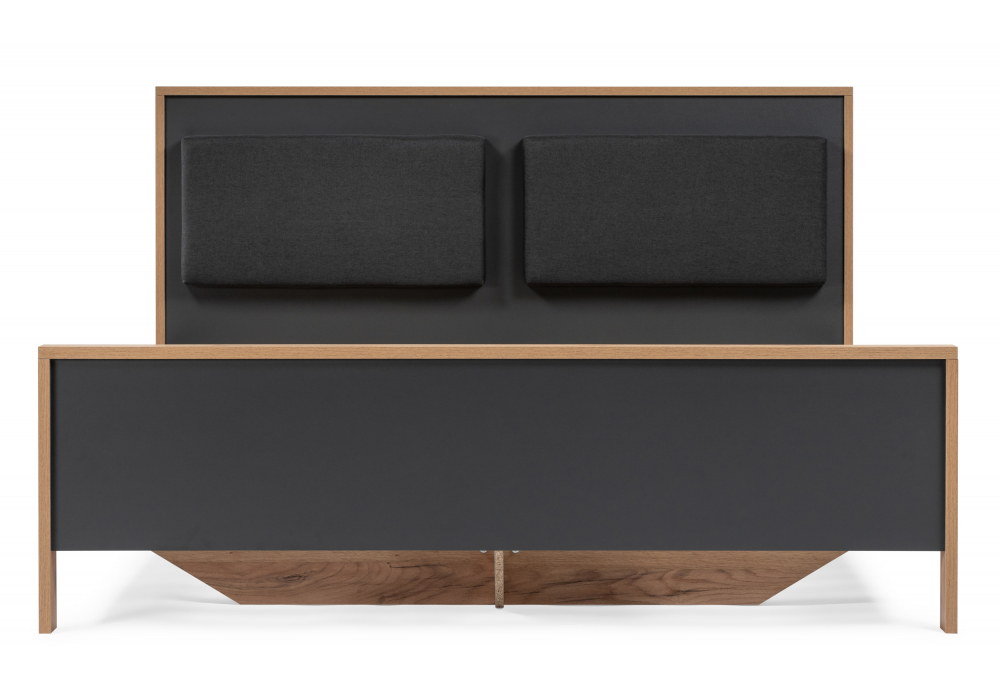 фото двуспальная кровать 180х200 woodville тхан дуб крафт золотой / антрацит 533199 | 220svet.ru