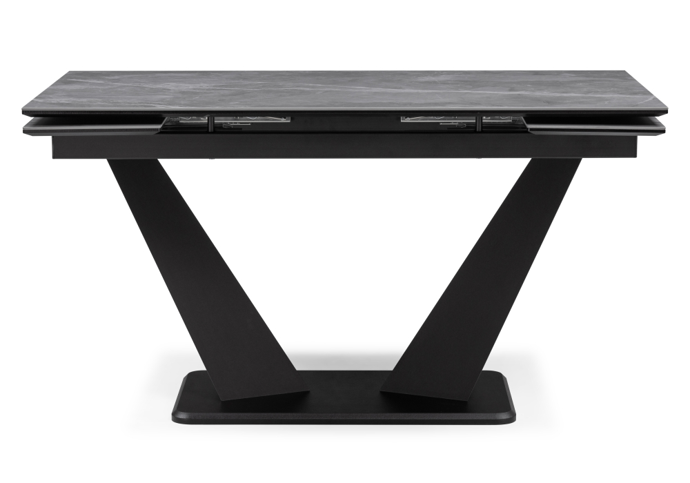 фото стол woodville кели 140(200)х80х76 серый мрамор / черный 532395 | 220svet.ru