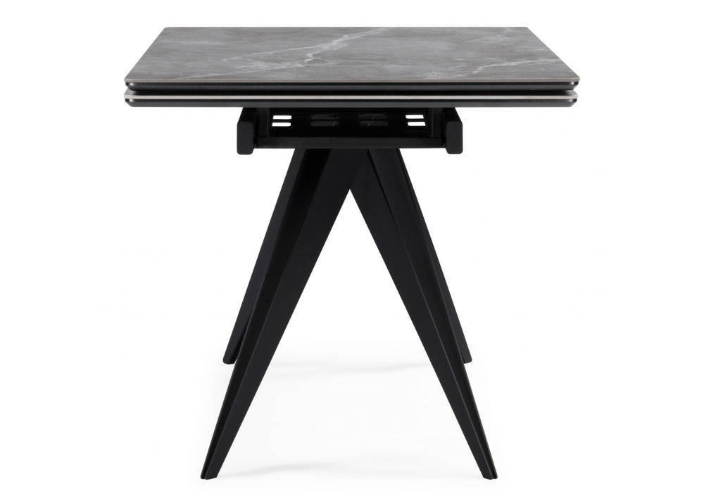 фото керамический стол раскладной woodville дарвин 140(200)х80 серый мрамор larka grey / черный 612205 | 220svet.ru