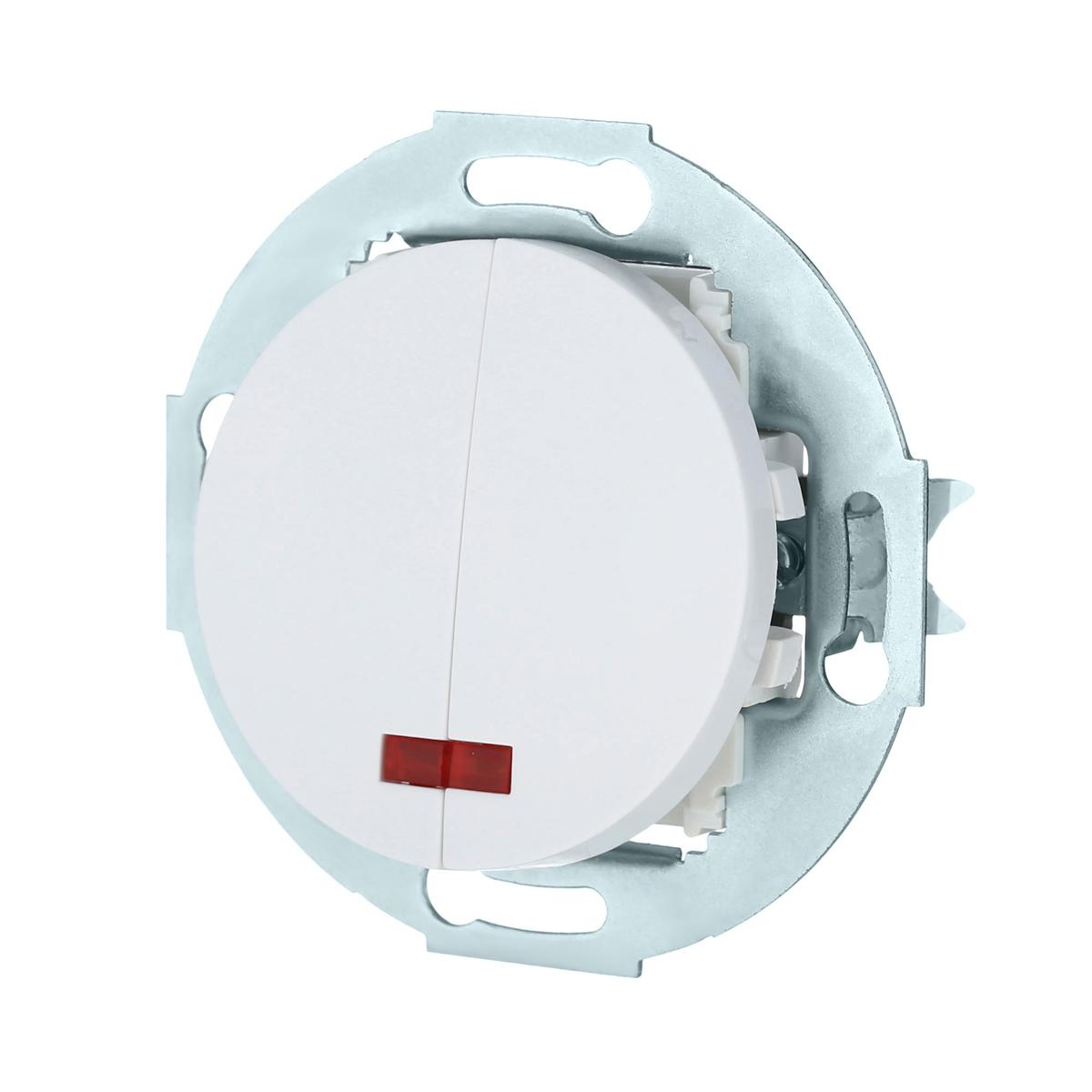 фото выключатель lk studio двухклавишный (схема 5l) с индикатором 16 a, 250 b (белый) vintage 881204-1 | 220svet.ru