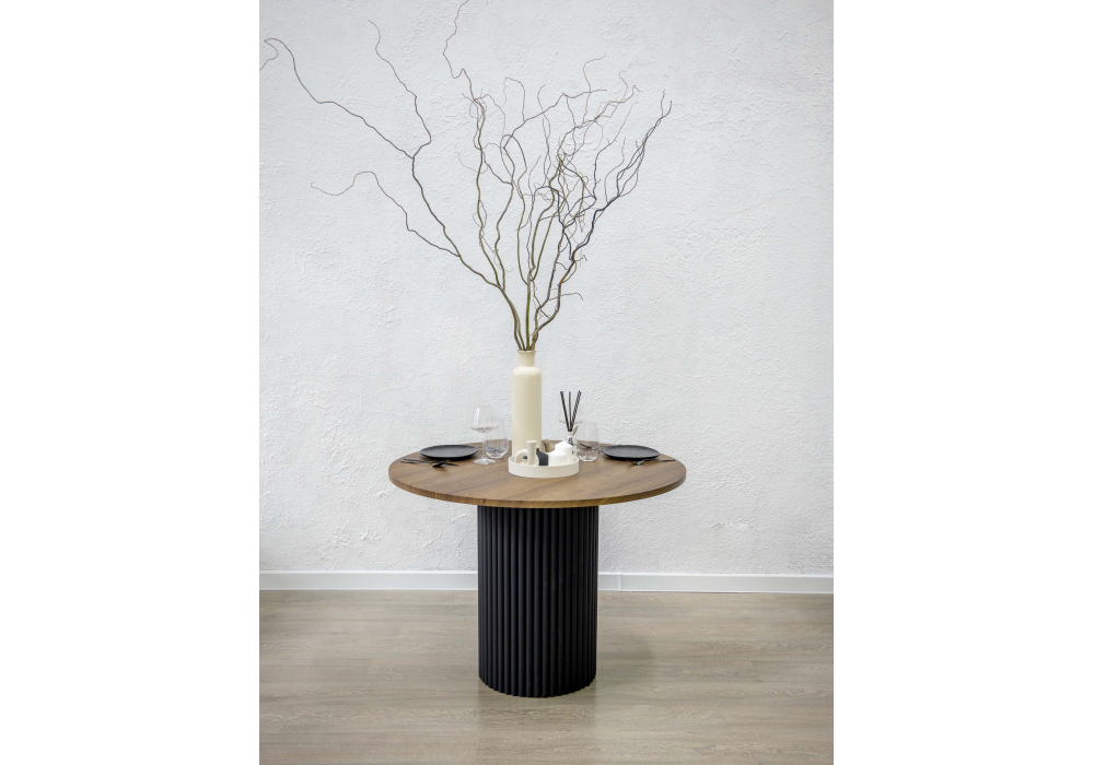 фото стол деревянный woodville барел 90 орех кантри черный 619887 | 220svet.ru