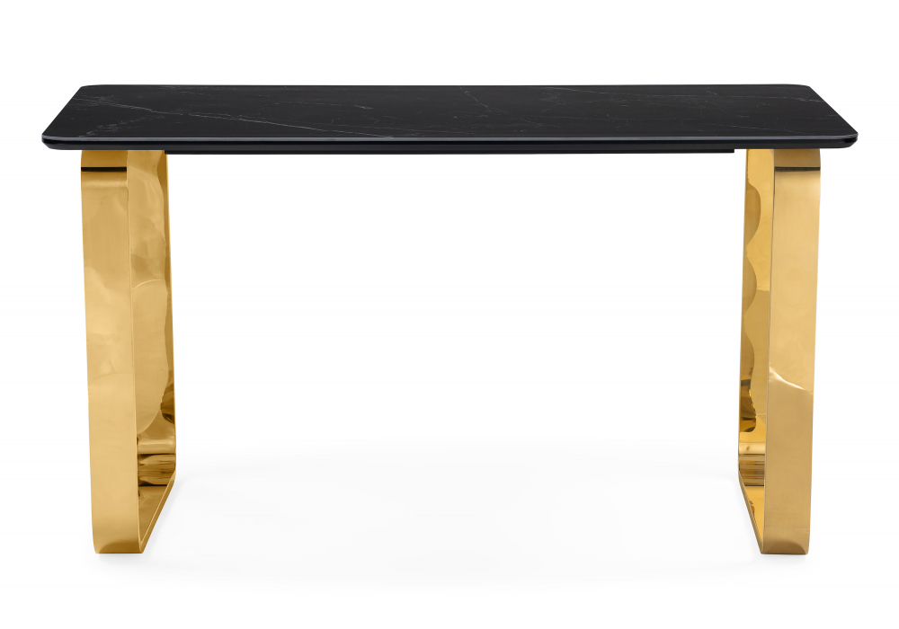 фото керамический стол woodville селена 4 160х90 черный мрамор / золото 606410 | 220svet.ru