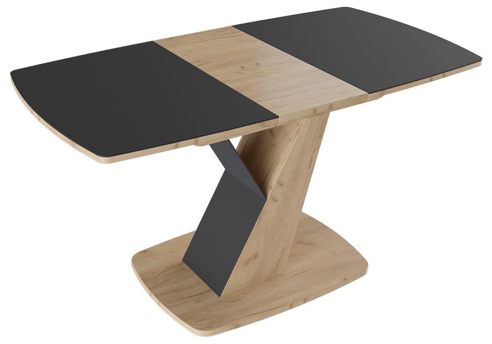 фото стол раскладной woodville гарда тип 1 дуб крафт золотой / стекло матовое чёрный графит 474398 | 220svet.ru