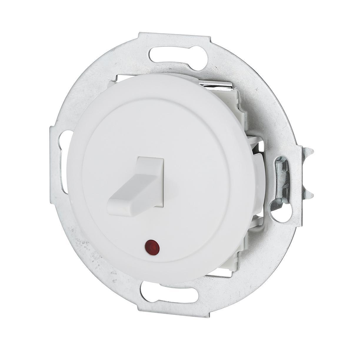 фото переключатель lk studio 1-рычажковый, на 2 направления, c индикатором (схема 6l) 16 a, 250 b (белый) 880904-1 | 220svet.ru