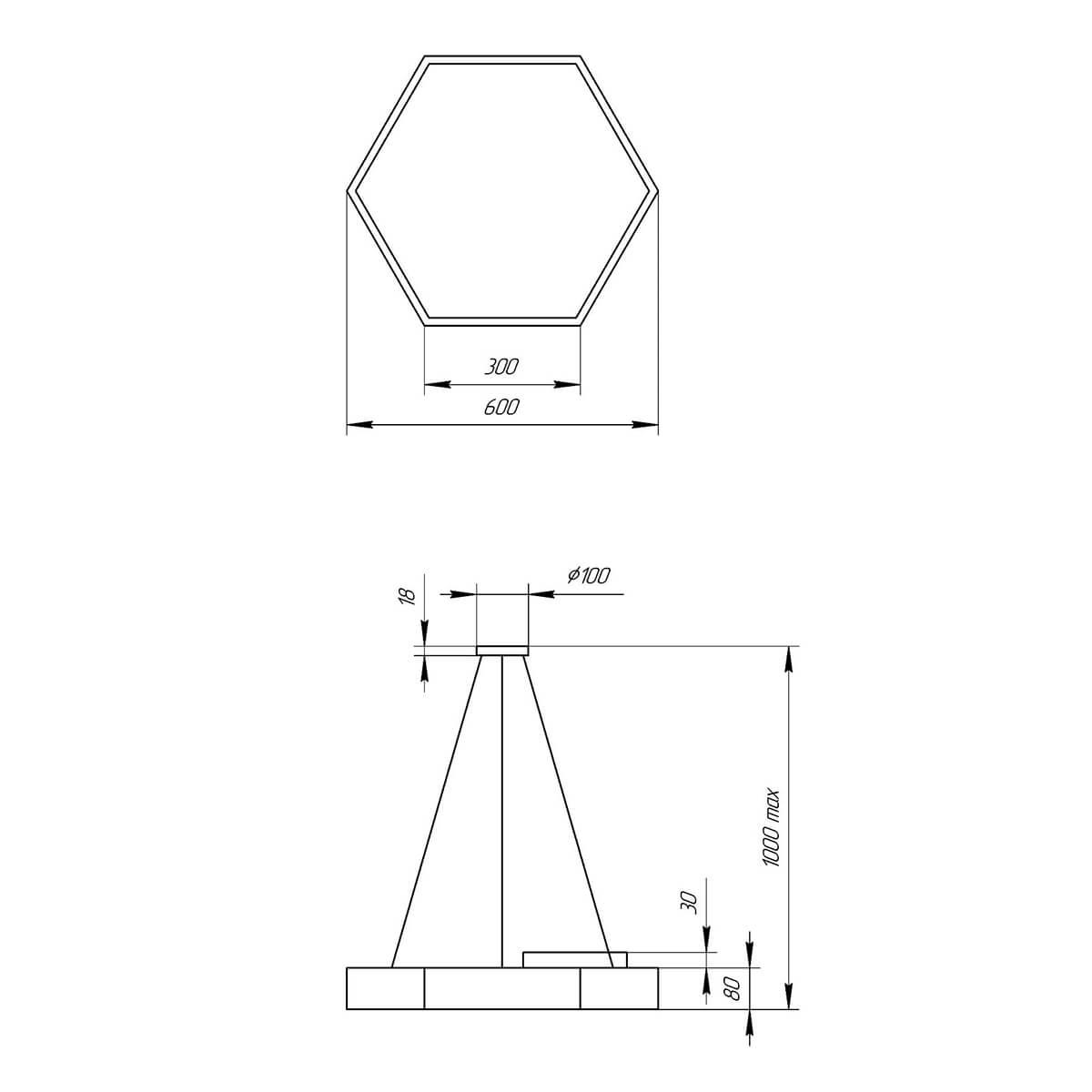 фото подвесной светодиодный cветильник эра hexagon spo-121-w-40k-038 38вт 4000к белый б0050550 | 220svet.ru