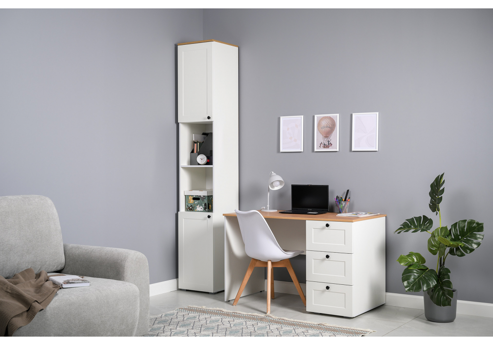 фото письменный стол woodville опра белый шагрень / дуб золотой craft 676810 | 220svet.ru