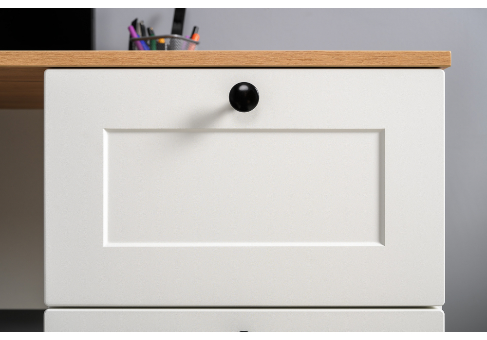 фото письменный стол woodville опра белый шагрень / дуб золотой craft 676810 | 220svet.ru