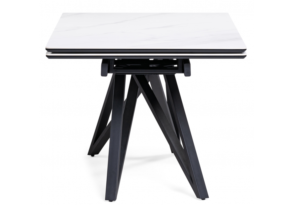 фото керамический стол раздвижной woodville вилсон 160(220)х89х75 белый мрамор snow white / черный 612880 | 220svet.ru