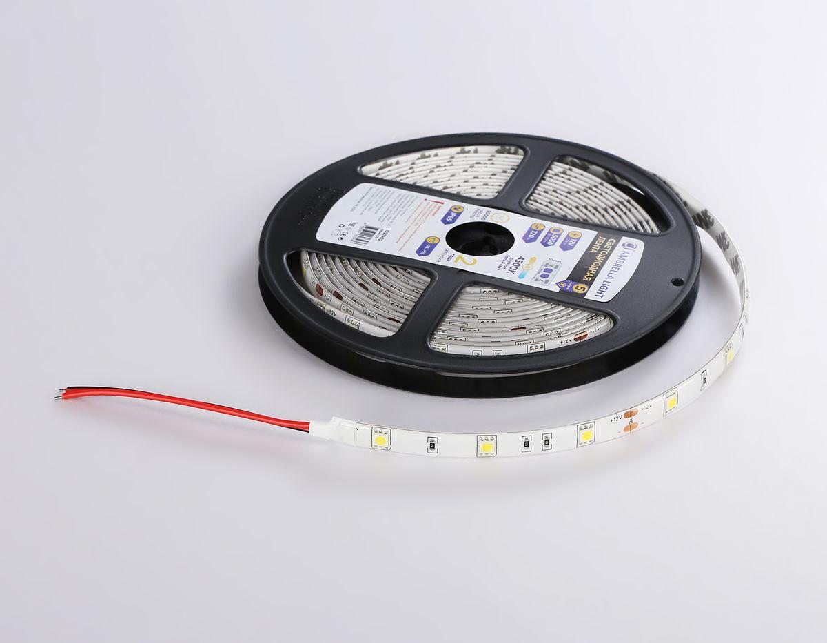 фото светодиодная влагозащищенная лента дневной белый ambrella light 7,2w/m 30led/m 5050smd 4500к 5m gs1902 | 220svet.ru