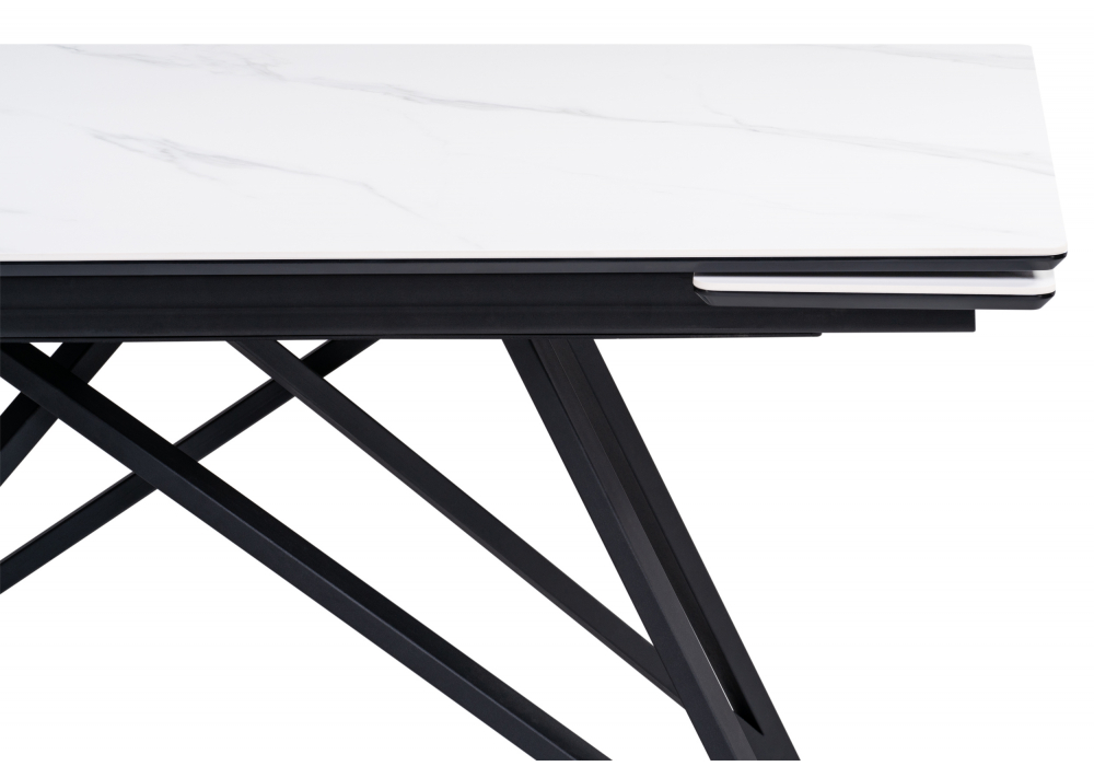 фото керамический стол раздвижной woodville вилсон 160(220)х89х75 белый мрамор snow white / черный 612880 | 220svet.ru