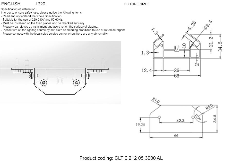 фото профиль-адаптер в натяжной потолок crystal lux clt 0.212 05 3000 al | 220svet.ru