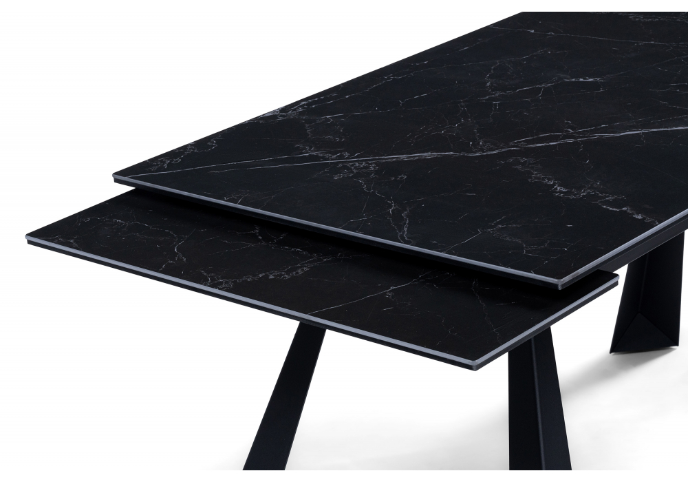 фото керамический стол раскладной woodville маунт черный мрамор 621200 | 220svet.ru