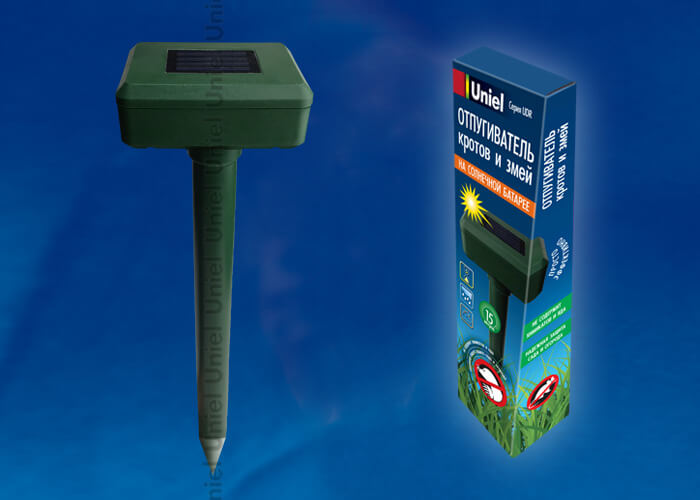 фото отпугиватель кротов и змей uniel udr-s50 sol green ul-00000854 | 220svet.ru