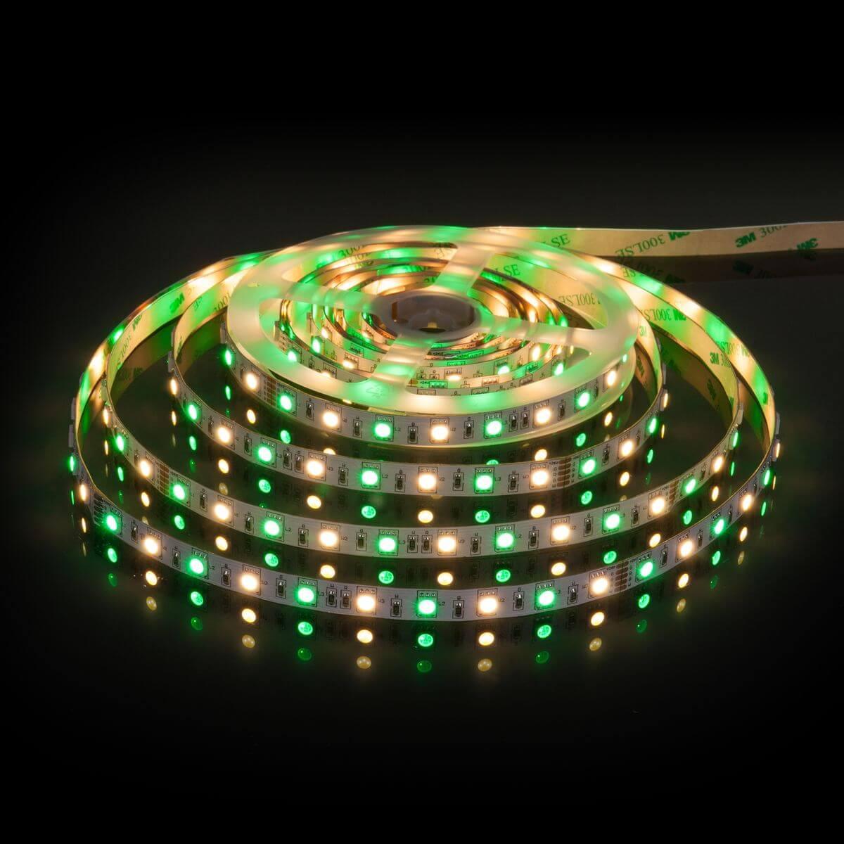 фото светодиодная лента elektrostandard 14,4w/m 60led/m 5050smd mix rgb/теплый белый 5m a053728 | 220svet.ru