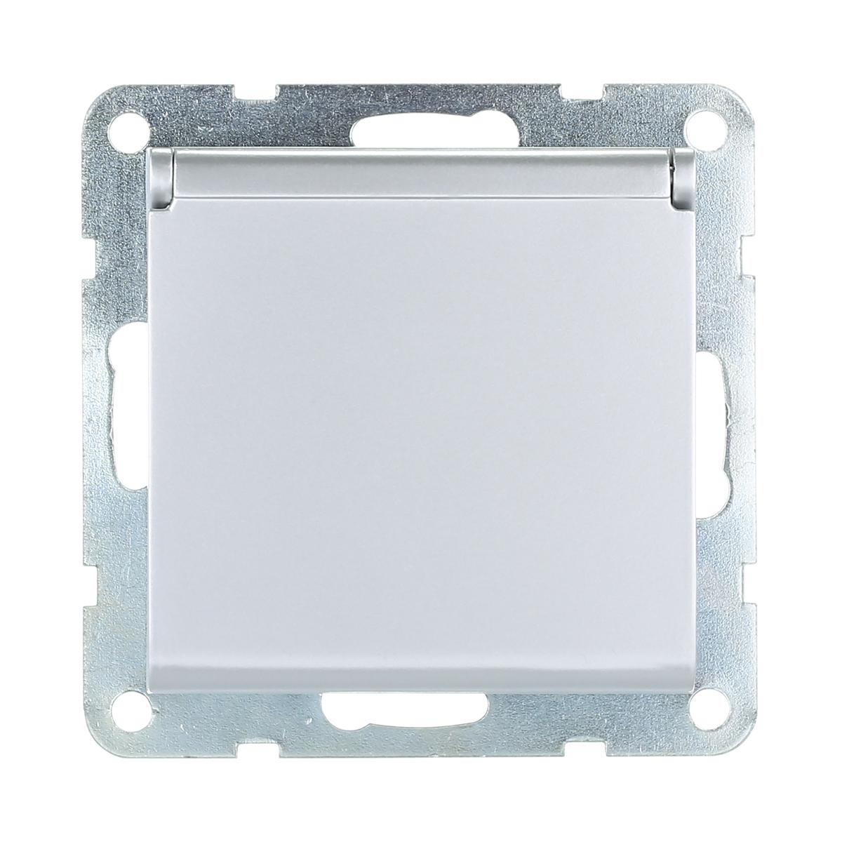 фото розетка lk studio с з/к, шторками и крышкой (серебристый металлик) 863403-1 | 220svet.ru